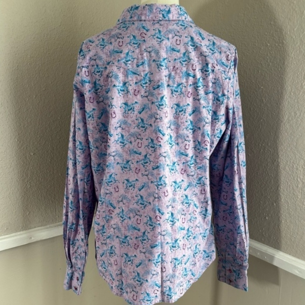 Vintage Wrangler Equestrian Long Sleeve Button Purple Size Large - Picture 5 of 7